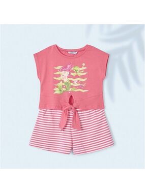 Size 4 Girls Mayoral Coral and Lime Mermaid Pajama Set